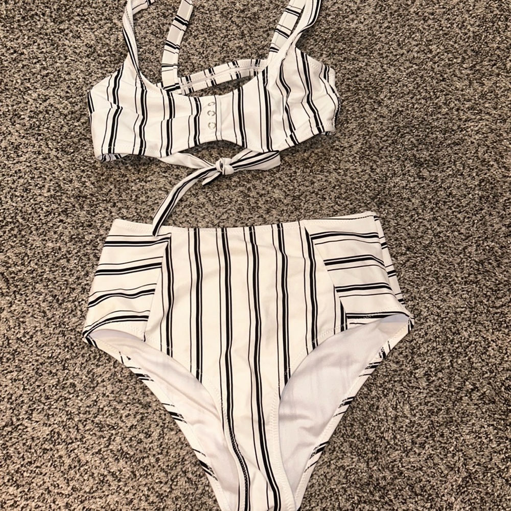 two piece striped bikini